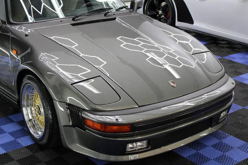 Paint protection film on the hood and front end of a gunmetal Porsche 911 Turbo — Buffalo, NY